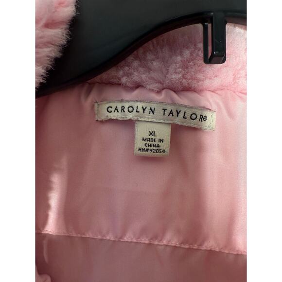 Carolyn Taylor Pink Puffer Vest Full Zip with Sweater Sleeves Women's Size XL - Picture 2 of 4